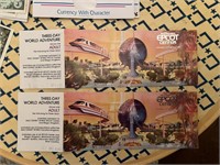 FIVE UNUSED 1982 OPENING DAY OF EPCOT CENTER