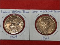 1969 LINCOLN HERITAGE TRAIL BRONZE COIN TOKEN