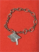 7.5in Sterling Silver Bracelet & Graduation Hat