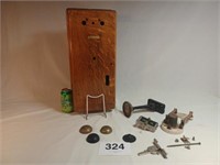 ANTIQUE PHONE BOX & MISC PARTS