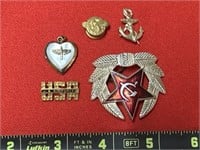 Russian Hat Badge, U.S. Air Force Pin, Locket