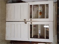 ANTIQUE WOOD DOORS W/GLASS PANES