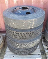 (4) Tires w/Bud 10-Hole Rims - 10R22.5