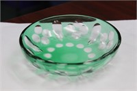 A Cut Glass Green Dish