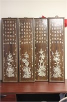 Chinese Mother of Pearl Inlaid Hardwood Panels