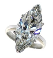 14kt Gold 8.18 ct Marquise Cut Lab Diamond Ring