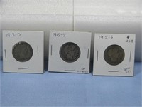 Three Barber Quarter Dollar vCoins 90% Silver