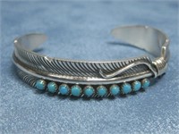 Sterling Silver Turquoise Bracelet Hallmarked See