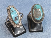 Two Sterling Silver Tested Turquoise Ring See
