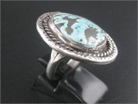 Old Pawn Sterling Silver Tested Turquoise Ring See