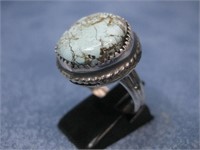 Vtg Sterling Silver Turquoise Ring Hallmarked See