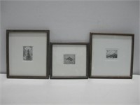Three Signed Pencil Drawings Largest 10"x 10"