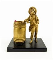 Man with Pipe Brass Matchstick Holder