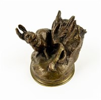 Bronze Hiding Rabbit Matchstick Holder