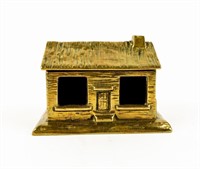 Brass House Figural Match Safe / Matchstick Holder