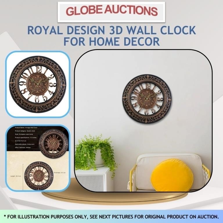 ROYAL DESIGN 3D WALL CLOCK FOR HOME DECOR
