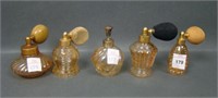 5 Vintage Iridized Marigold Perfume Atomizers