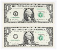 (2) x **STAR NOTE** $1 US FEDERAL RESERVE NOTES