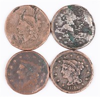 (4) x US LARGE ONE CENT COINS