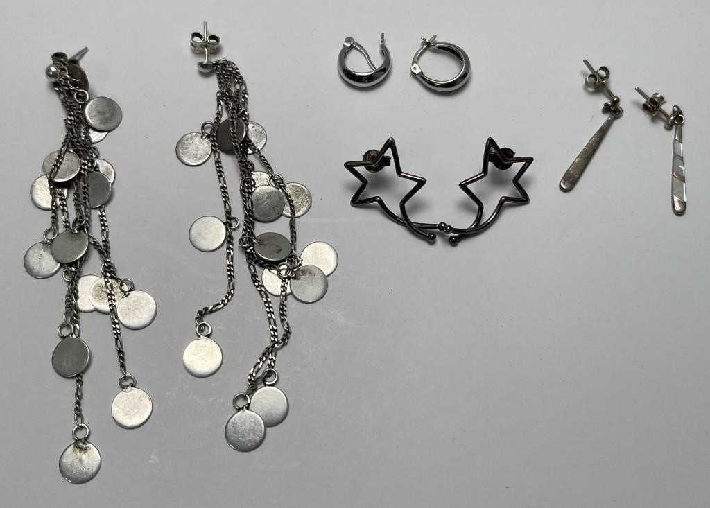 (4) x PAIRS OF STERLING SILVER EARRINGS