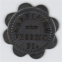 ANTIQUE CARNATION MILK TOKEN - PHOENIX