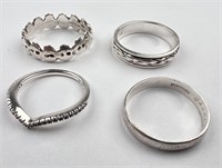 (4) x STERLING SILVER RINGS