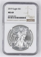 2019 ONE OUNCE SILVER EAGLE SILVER $1 DOLLAR