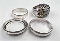 (4) x STERLING SILVER RINGS