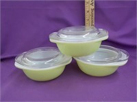 3 Pyrex sm. Covered bowls