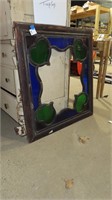vintage stained glass window missing middle glass