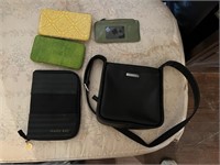 NINE WEST PURSE, THREE WALLETS AND MAKEUP BRUSH