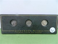 (3) 1938 Jeff Nickel Set