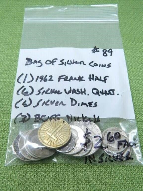 Bag of $2.60 Face Value Silver Coins -