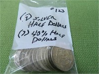 (9) Silver Half Dollars, (3) 40% Silver Half