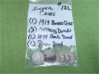 Bag of Silver Coins (1) 1919 Barb Quart,