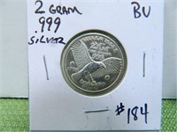.999 Silver 2 Gram Round – BU
