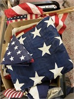 box of flags, large box full of various sized flag