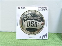 1991 50th Anniversary USO .999 Silver Dollar