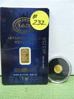 1 Gram .9999 Gold Ingot “Istanbul Gold Refinery”