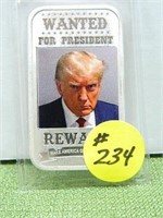 1oz. .999 Silver Bar Pres. Trump “WANTED” MUGSHOT