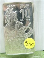 10 oz. .999 Silver Bar “FREEDOM”