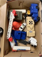 box of toy trucks