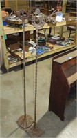 2 cast iron lamp stands