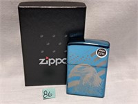 2005 zippo  american eagle blue tint  nos