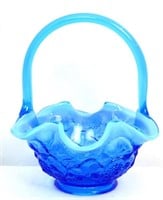 Fenton blue opalescent basket