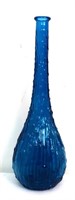 Vintage Empoli blue glass genie bottle