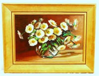 Framed, signed M. Evans still life oil painting