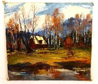 Signed Harijs Veldre Latvian outdoor oil painting