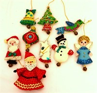 Lot of 9 vintage handmade Christmas ornaments