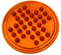 Vintage wood Chinese checkers game w/ amber beads